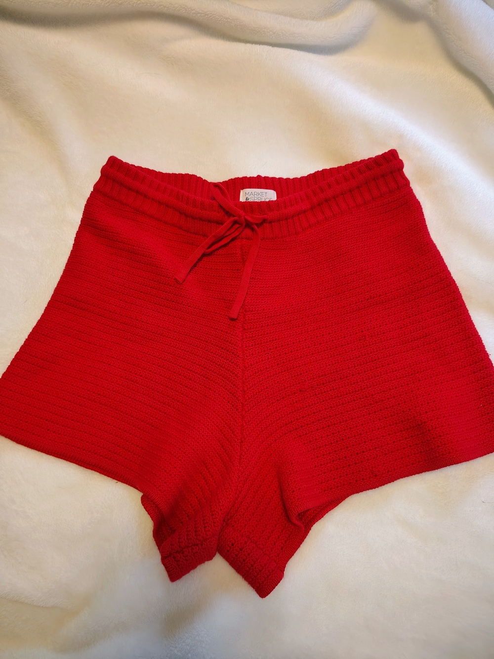 Stitch Fix Market & Spruce Red Knit High-Waist Drawstring Shorts